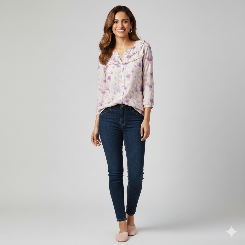 Lavender Dreamscape chanderi Top