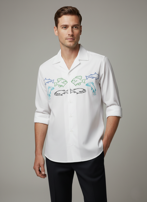 Cotton Poplin Full Sleeve Embrodiered Shirt