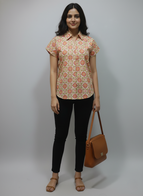 Block Printed Cotton Short Top