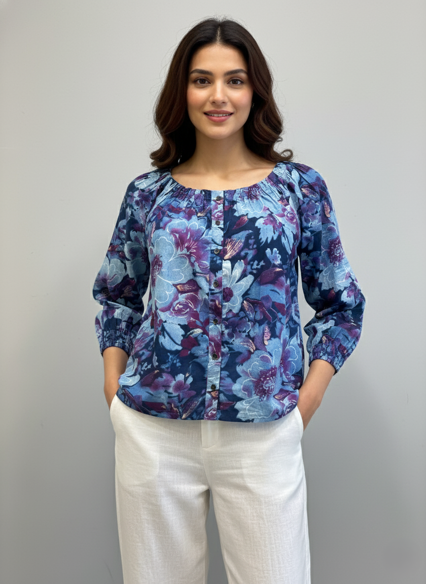 Block Printed Cotton Short Kurti