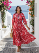 Crimson Reverie Cotton Dress