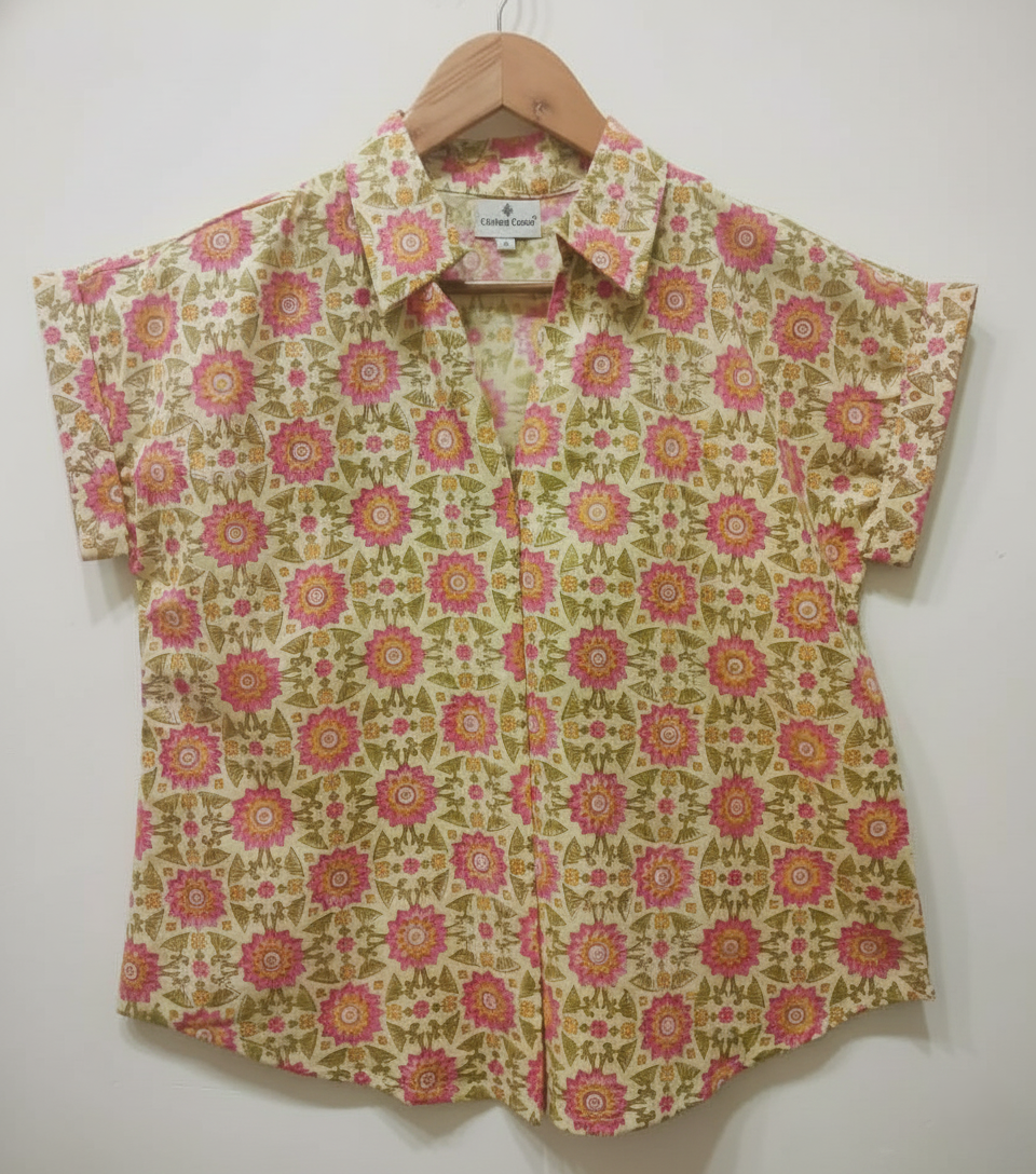 Pink Floral Cotton Top