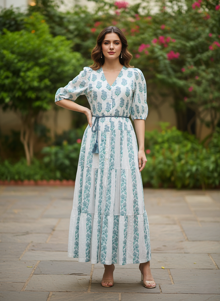 Tranquil Flora Cotton Dress