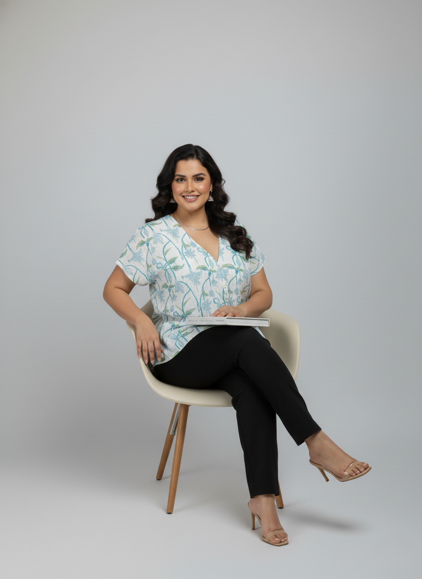 Block Printed Chanderi Silk Short Top