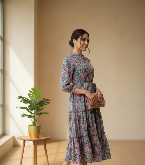 Anya Cotton Printed Dress