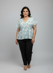 Aqua Vine Chanderi Top