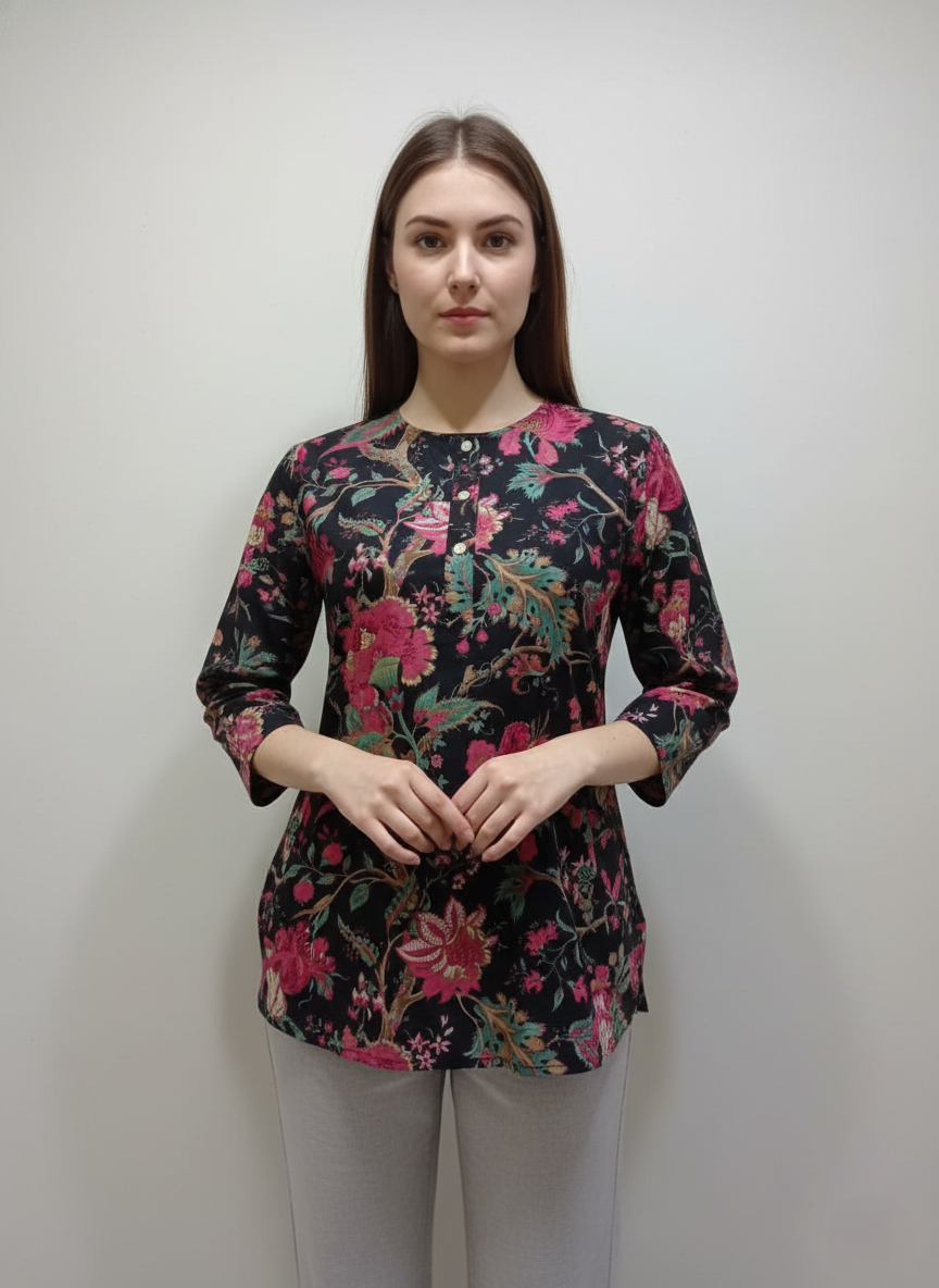 Block Printed Cotton Short Kurti