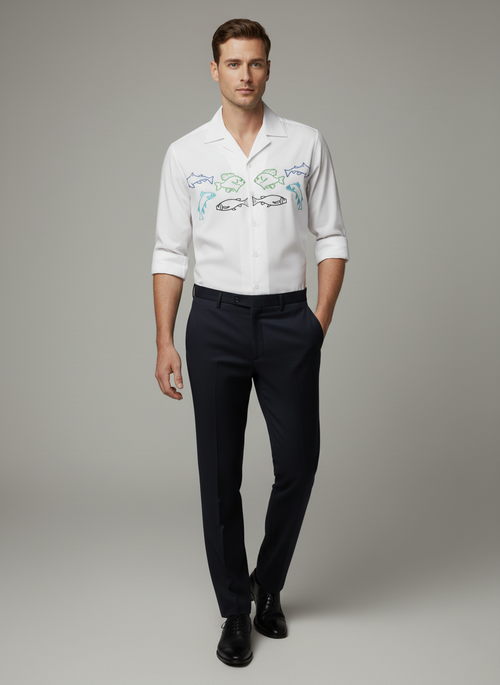 Cotton Poplin Full Sleeve Embrodiered Shirt