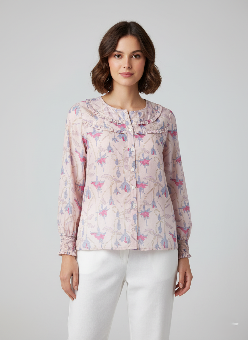 Block Printed Chanderi Silk Short Top