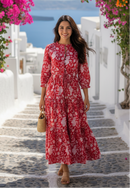 Crimson Reverie Cotton Dress