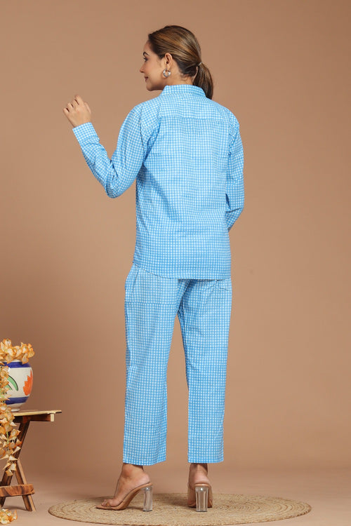 Blue Gingham Printed Co-ord Set