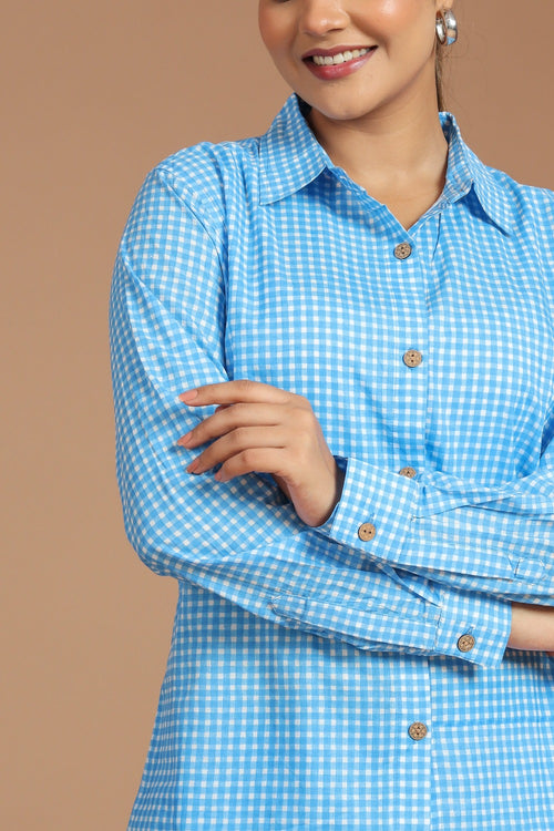 Blue Gingham Printed Co-ord Set