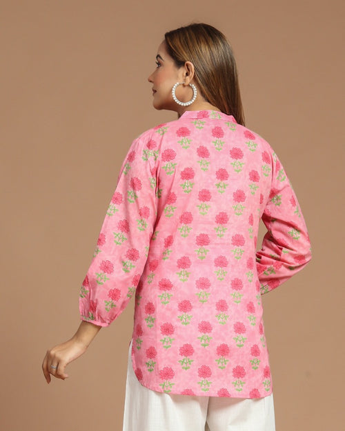Block Printed Cotton Short Kurti