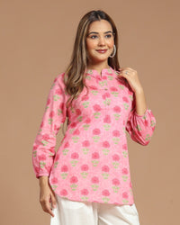 Block Printed Cotton Short Kurti