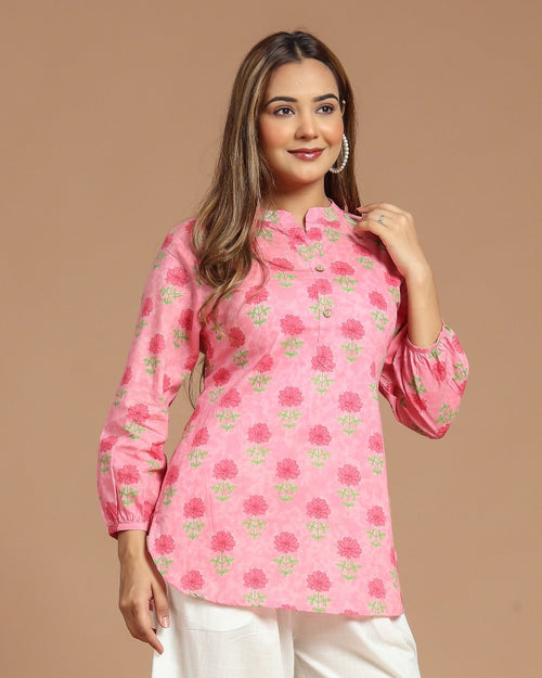 Block Printed Cotton Short Kurti