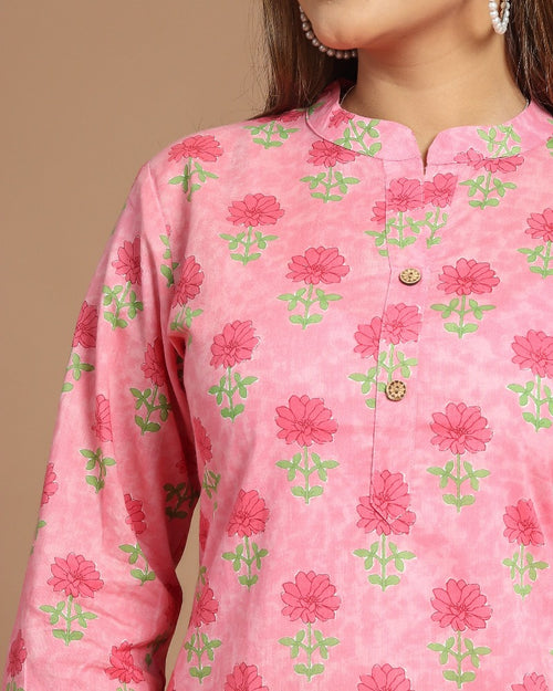 Block Printed Cotton Short Kurti