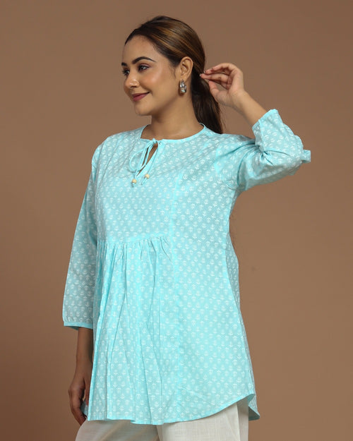 Block Printed Cotton Short Top