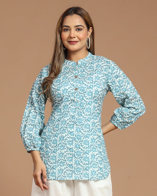 Block Printed Cotton Short Kurti