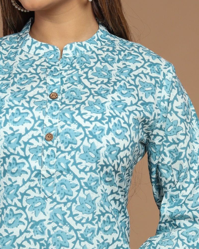 Block Printed Cotton Short Kurti