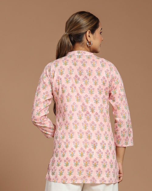 Block Printed Cotton Short Kurti