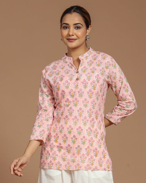 Block Printed Cotton Short Kurti