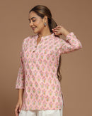 Block Printed Cotton Short Kurti