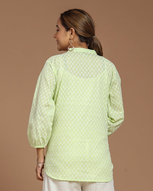 Block Printed Cotton Short Kurti