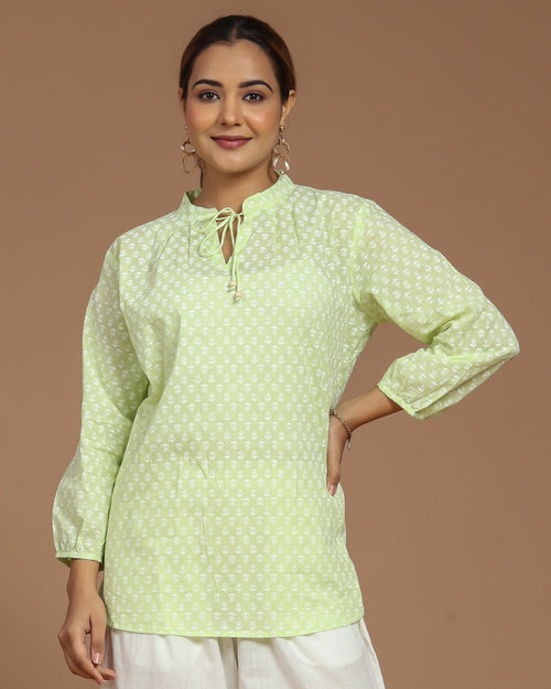 Block Printed Cotton Short Kurti