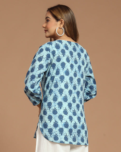 Block Printed Cotton Short Kurti