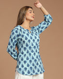 Block Printed Cotton Short Kurti