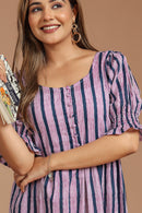 Amethyst Sunset Block Printed Dress