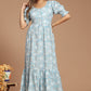 Frosty Bloom Block Printed Dress