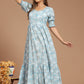 Frosty Bloom Block Printed Dress