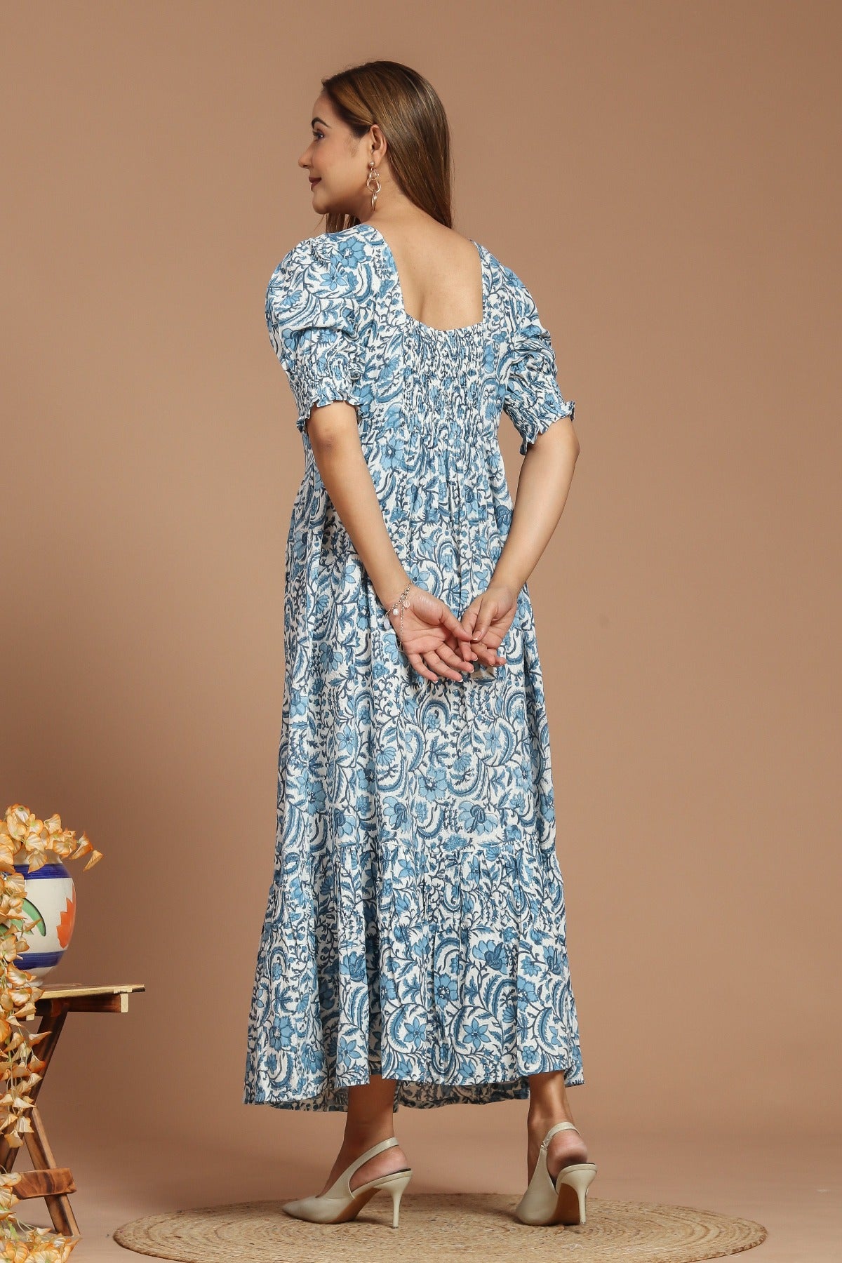Azure Chintz Block Printed Dress