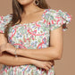 Peachy Sage Whisper Block Printed Dress
