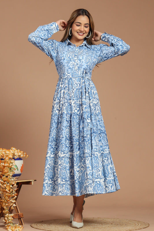 ‘Most Loved’ Blue Hues Block Printed Dress