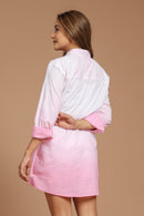 Pink Hues Dip-Dyed Cotton Shirt Dress