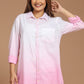 Pink Hues Dip-Dyed Cotton Shirt Dress