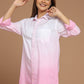Pink Hues Dip-Dyed Cotton Shirt Dress