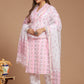 Cotton Printed Kurta Pant Set With Kota Doria Dupatta