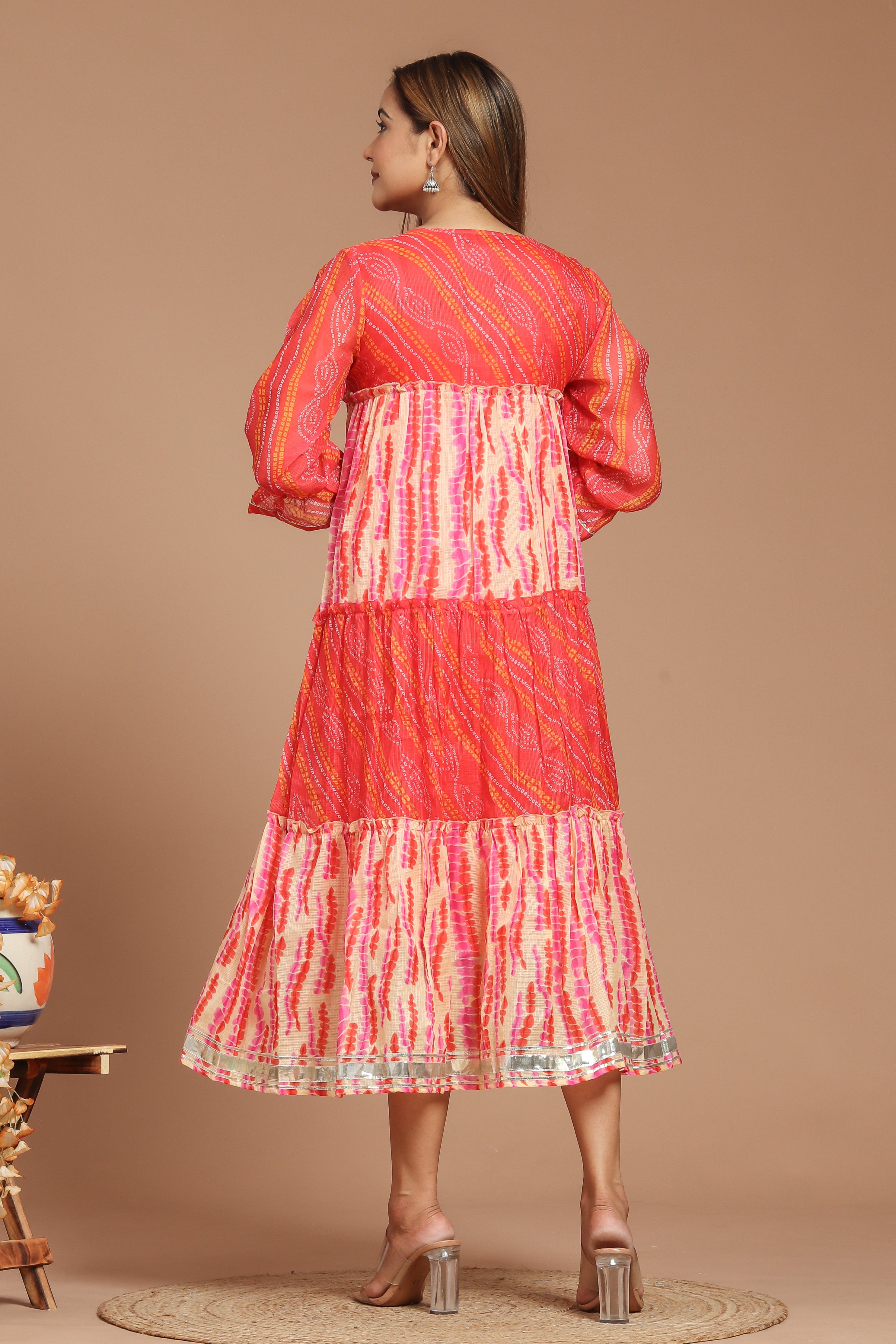 Chatak Laal Kota Doria Dress