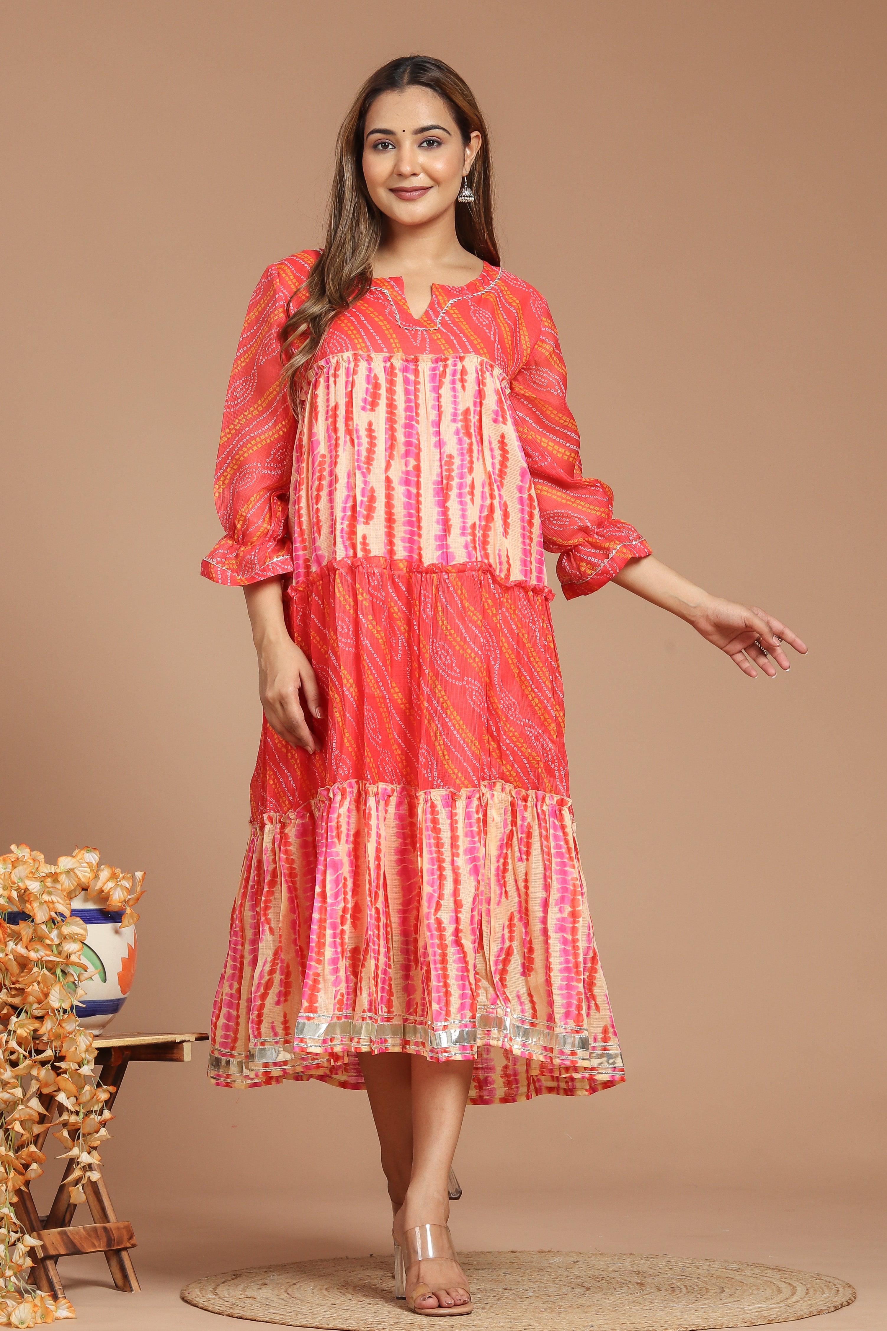 Chatak Laal Kota Doria Dress