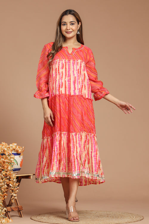 Chatak Laal Kota Doria Dress