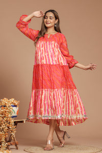 Chatak Laal Kota Doria Dress