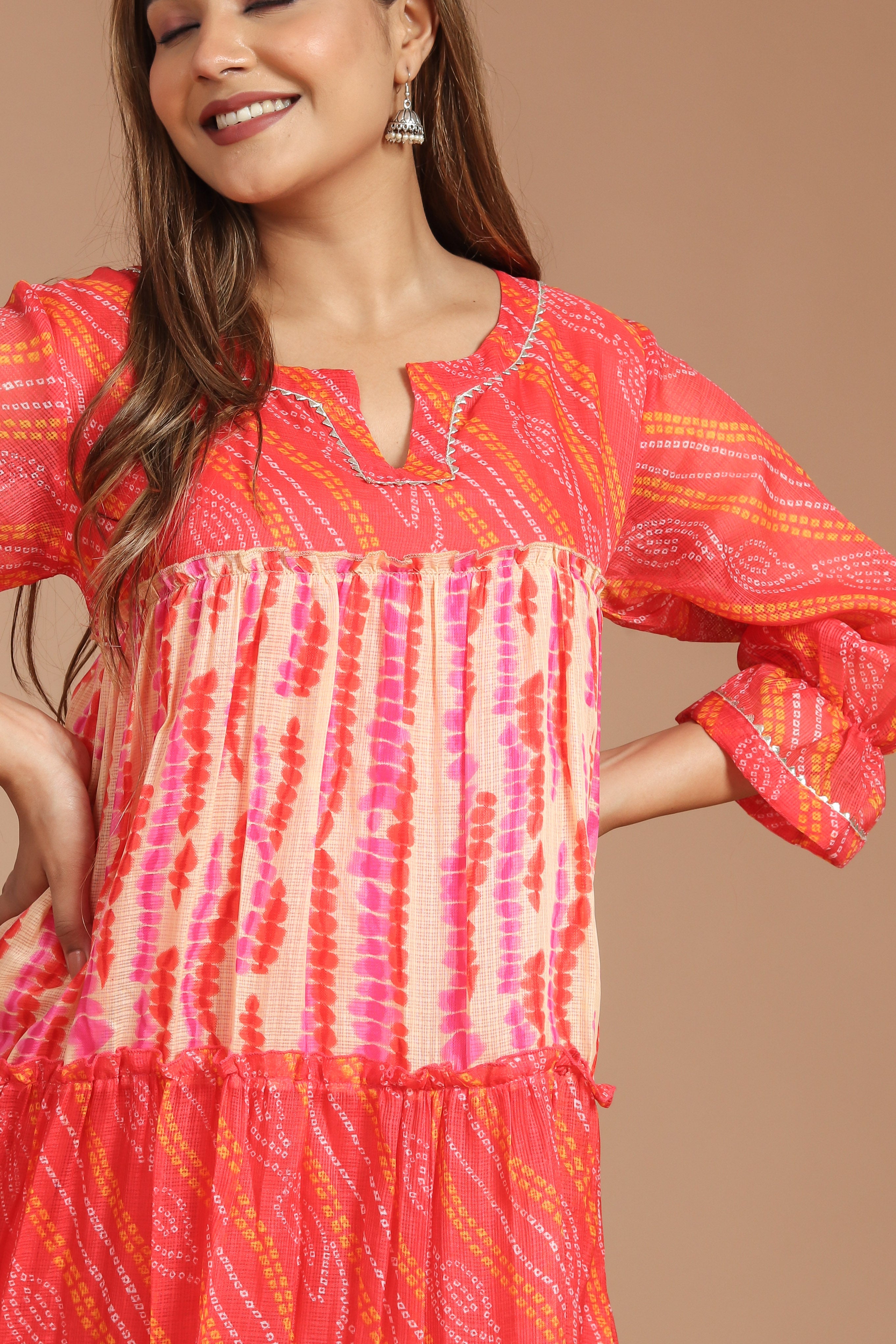 Chatak Laal Kota Doria Dress