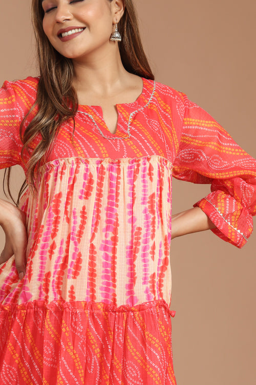 Chatak Laal Kota Doria Dress