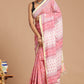 Whimsical Blooms: Pink Floral Print Handwoven Cotton Saree