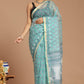 Enchanting Serenity: Sage Green Buta Print Kota Doria Saree