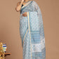 Light Blue Floral Print Kota Doria Saree