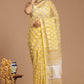 Yellow and White Buta Print Kota Doria Saree